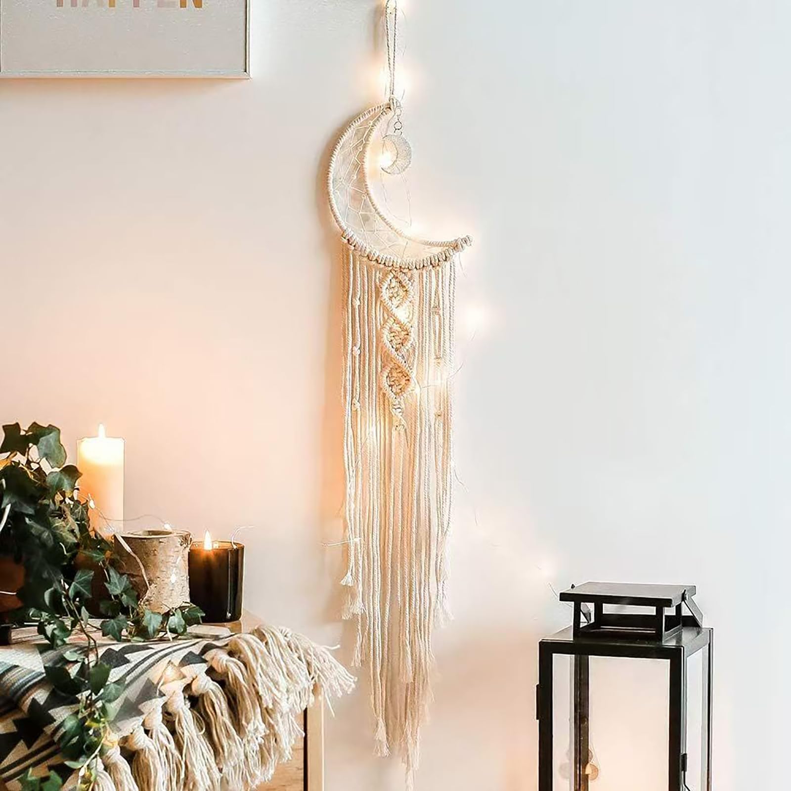 Attrape-rêves Soleil Lune étoile macramé décoration Murale bohème tissé bohème Chic décoration Murale pour Chambre de Fille décoration Appartement Artisanat Cadeau (TAIYAN) (YELIAN-A)