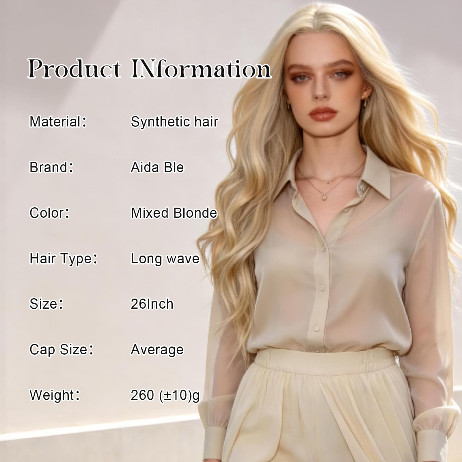 Amazon.com : Aida ble Mixed Blonde Long Wave Wig for Women -26inch