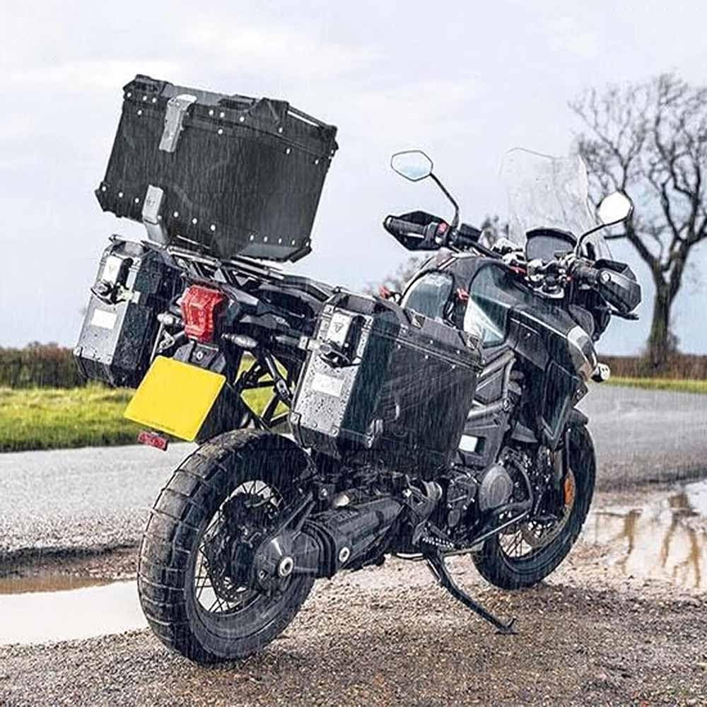 Coffre Valise pour Moto Aluminium Top Case De Moto Étanche avec Serrure De Sécurité, pour Scooter, Moto, Mobylette, Quad, 28L 36L 45L 55L 65L 80L 100L(Silver,36L)