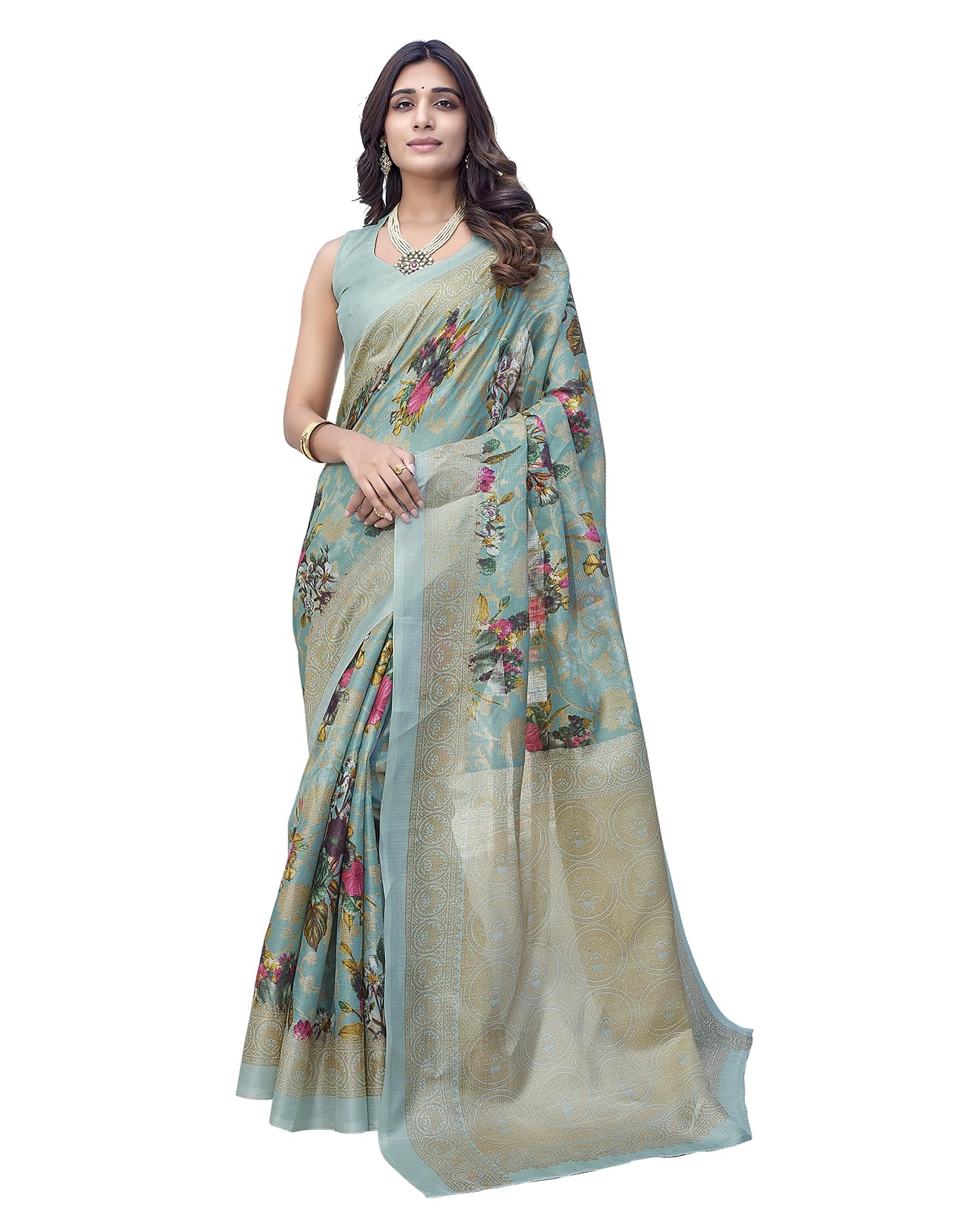 yashika Women's Elegant Printed Art Silk Saree Set with Blouse - Elevate Your Style with Trendy Ethnic Fashion!-picture-5