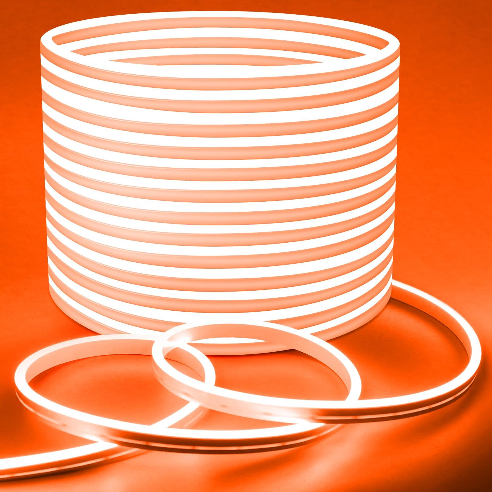 Lamomo LED Strip Lights, 32.8Ft Orange Neon Led Rope Lights, 0.65in/Cut DIY Flexible Silicone Waterproof 24V Led Light Strip for Bedroom,Indoor, Living Room, Kitchen（Power Adapter not Included）