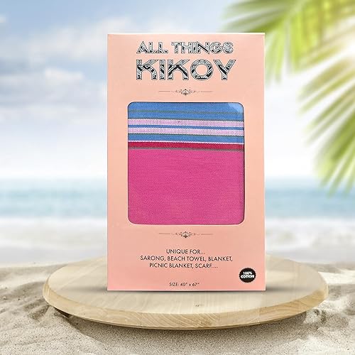 Miniatura 2 de Kikoy Toalla, Toalla de playa, Sarong África (Rosa con Azul)