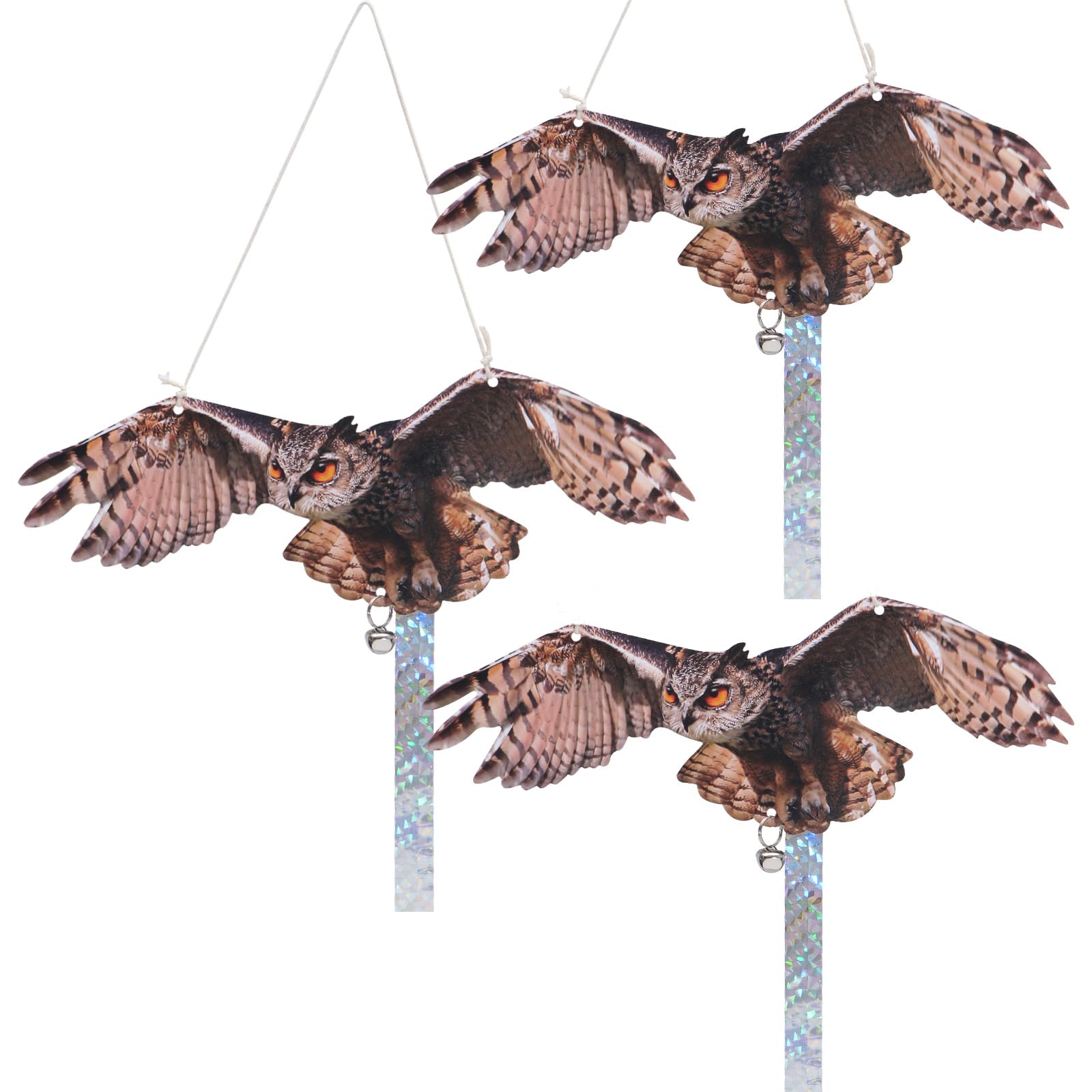Homo Trends 3PCS Fake Owl Decoy to Scare Birds Away, Pigeon Deterrent