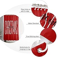 Vista 5 de Waterproof Fabric Shower Curtain, Merry Christmas Shower Curtain for Bathroom Curtains Bathtubs Hotel Washable Bath Shower Curtains with 12 Hooks