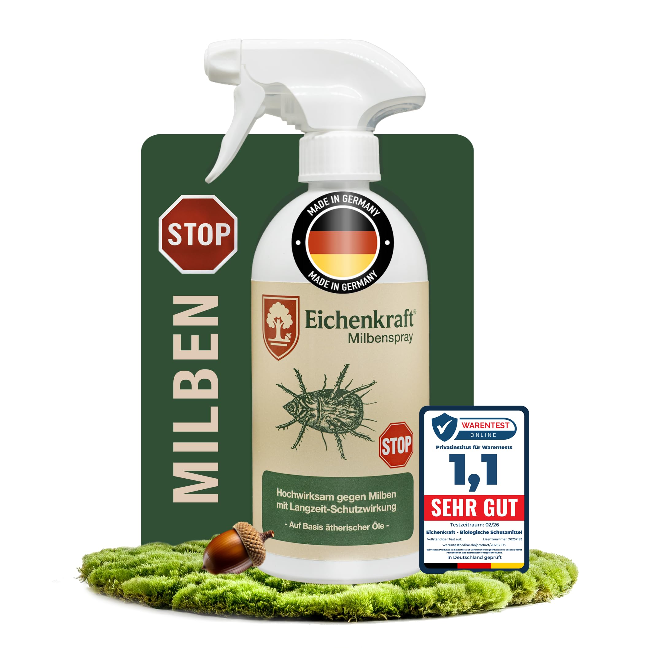 Milbenspray Hochwirksam gegen Milben – Langzeit-Schutzwirkung – Für Haushalt, Polster, Matratze & Tierumgebung – Auf Basis ätherischer Öle – 500ml