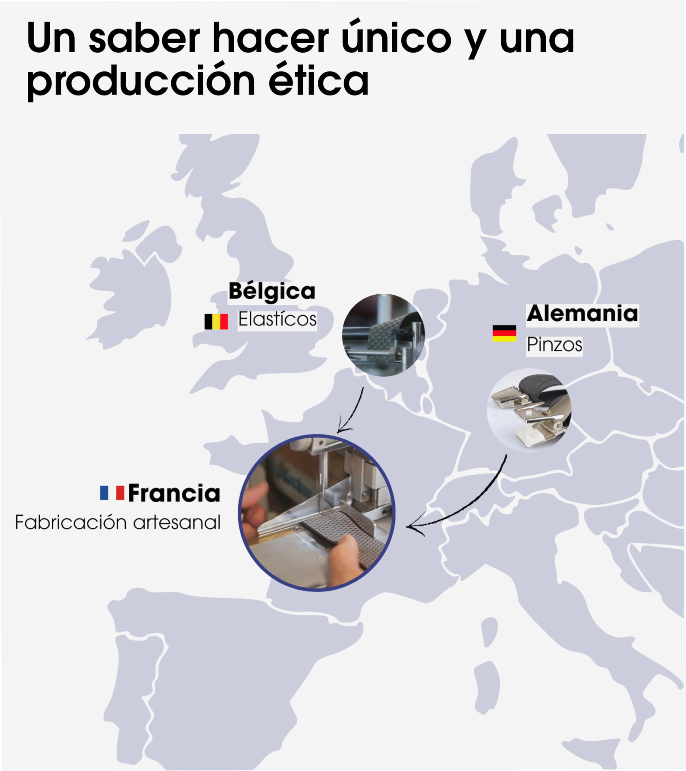 PIERROT - Tirantes para Hombre - Made in France - Garantía de por vida - 100% francés