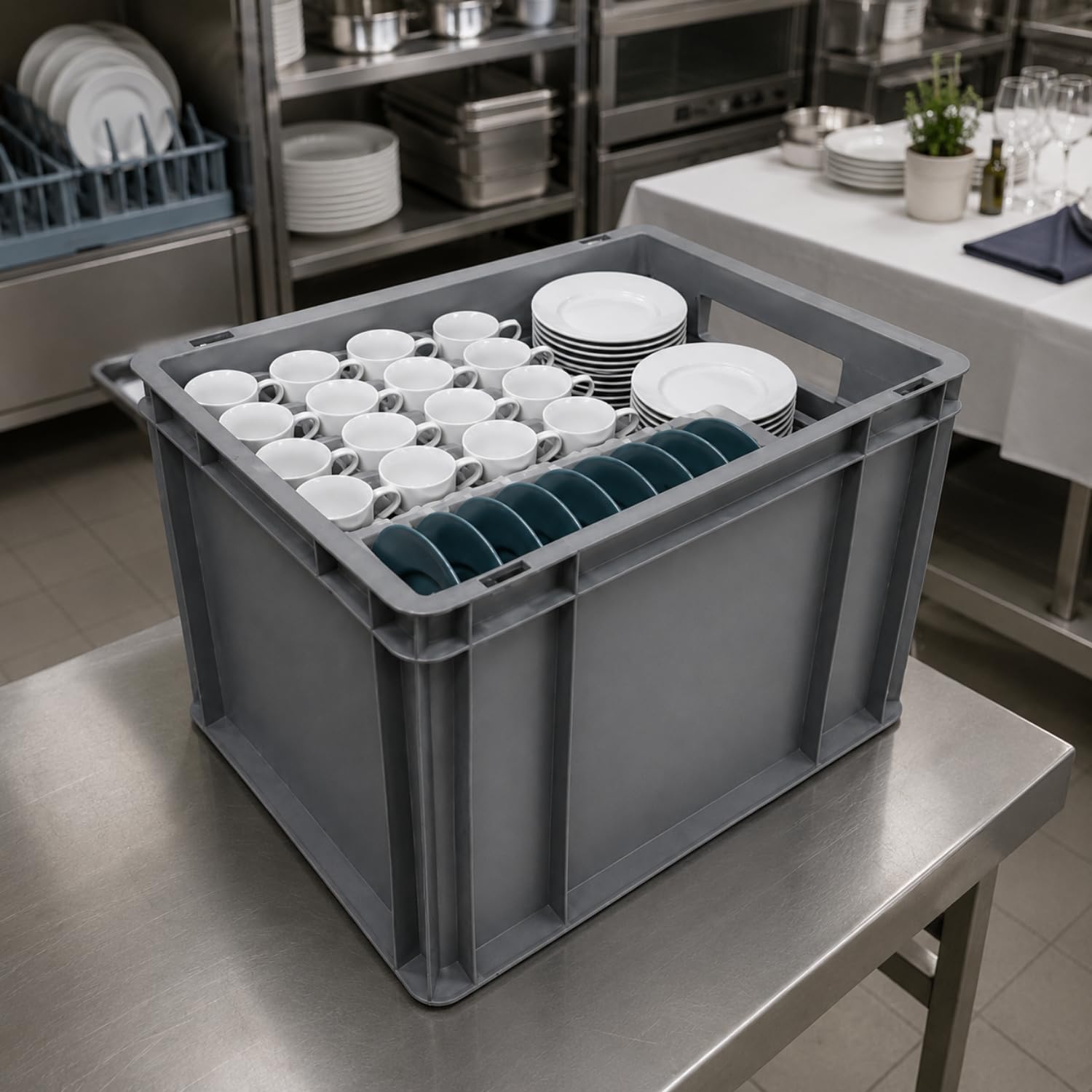 PALUPLUS 3 Cassette Multiuso con Maniglie in Plastica, Misura 60x40x32 cm, Contenitore Eurobox per Stoccaggio, Box Sovrapponibile per Garage, Aziende, Magazzini, Made in Italy -8222C -6,3