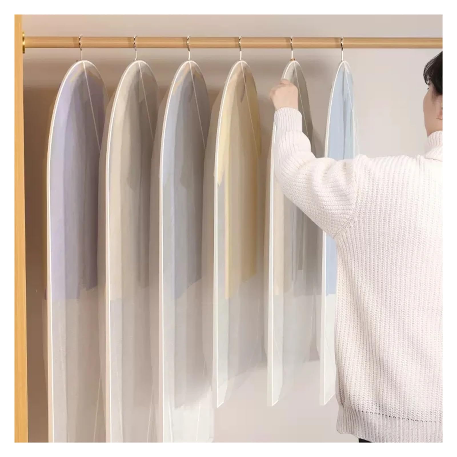 fundas para ropa Clothes Hanging Dust Cover Wedding Dress Suit Coat Storage Bag Transparent Fully Enclosed With Zipper(60X120CM,4PCS)