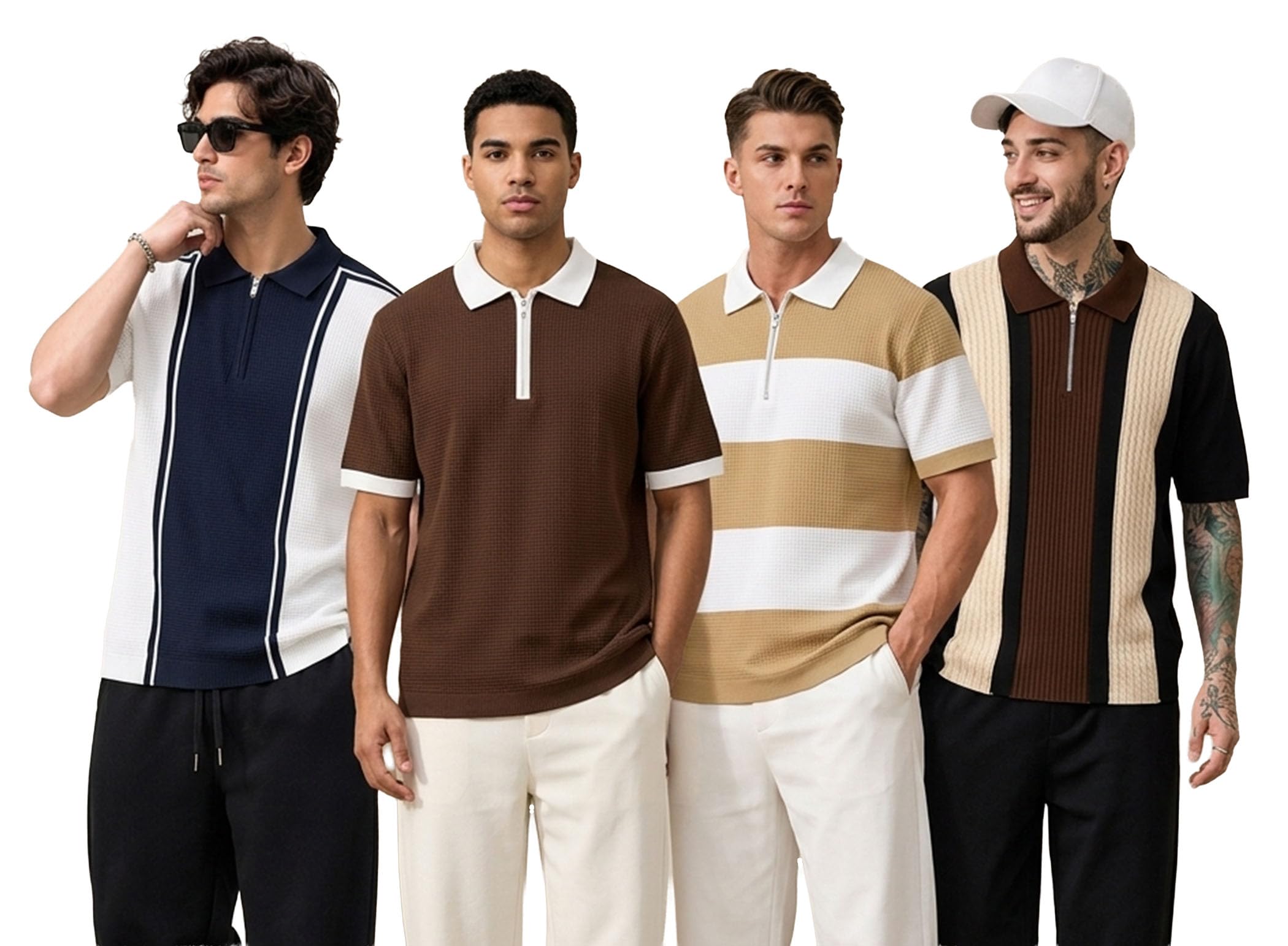 ausk Men's Regular Fit Polo T-Shirt | Retro Vertical Stripe Color Block Design | Half Sleeve Collared Neck Casual Summer Wear T Shirt for Men-picture-45