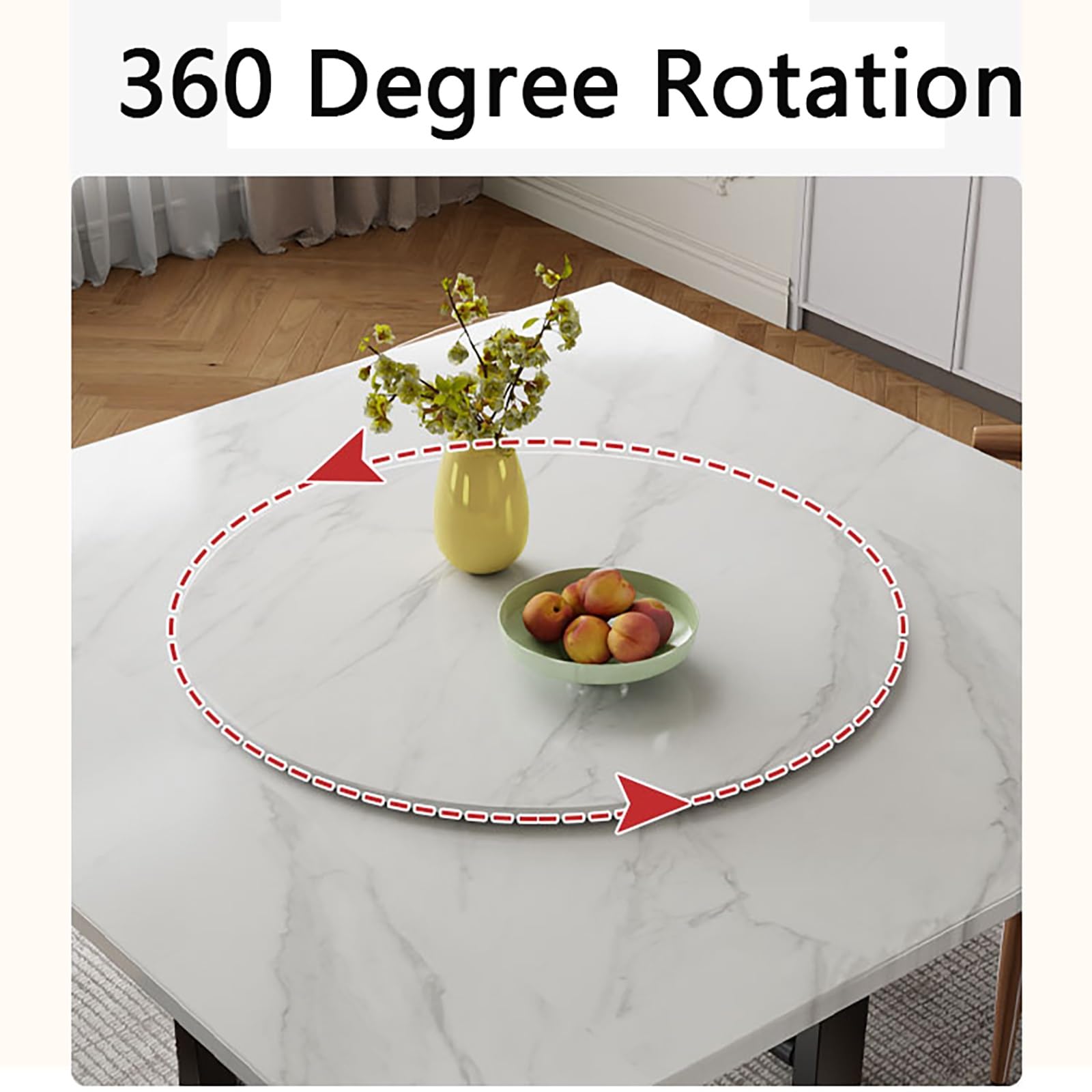 Lazy Susan Gramofon do biurka stojącego i domowego biura, 61 cm, obrotowa taca do serwowania, gładka i cicha, DIY, biurko, wykończenie z białego kamienia