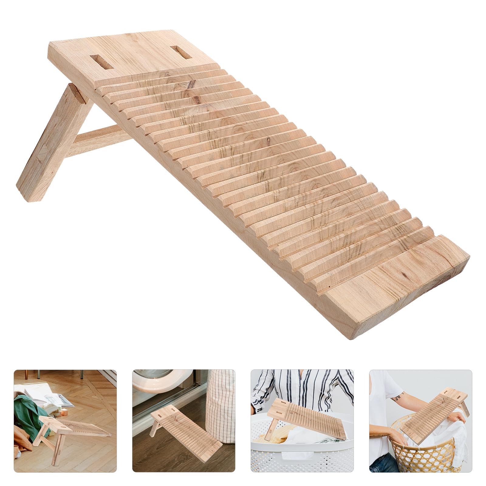 Angoily Asse da Lavare in Legno Spesso e Resistente Piedi, Tavola Lavapanni Liscia e Robusta, per Lavare Abiti da Ragazzo Ragazza e Pannolini, Dimensioni 50x20x2,5 Cm