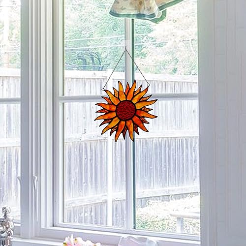 Miniatura 2 de BOXCASA Colgantes de vitrales de sol, estilo Tiffany, atrapa el sol rojo, decoración de vitral hecha a mano para ventana, decoración del hogar para