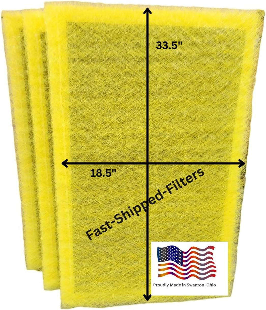 Fast-Shipped-Filters 3 Pack Replacement Filter Pads Compatible with AirRanger Air Cleaner 20x36 Refill Yellow