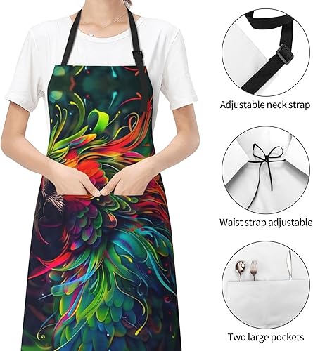 Miniatura 4 de Delantal impermeable con 2 bolsillos, delantales de chef de cocina, baberos para cocinar, hornear, pintura, jardinería, aseo