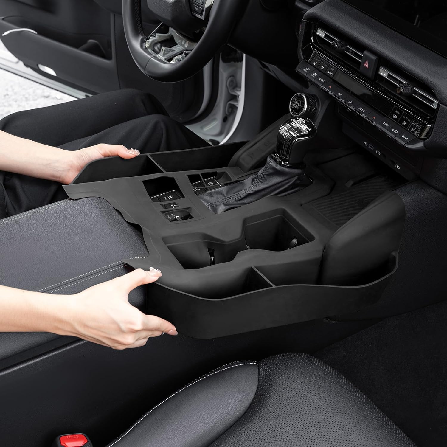 Silicone pad for Toyota Prado 2024-2025,Car Anti-Scratching Protective Cover,2026 Toyota Land Cruiser Prado Accessories,Interior Tuning Accessories,Center Console Cover Organizer Storage Tray(Black)
