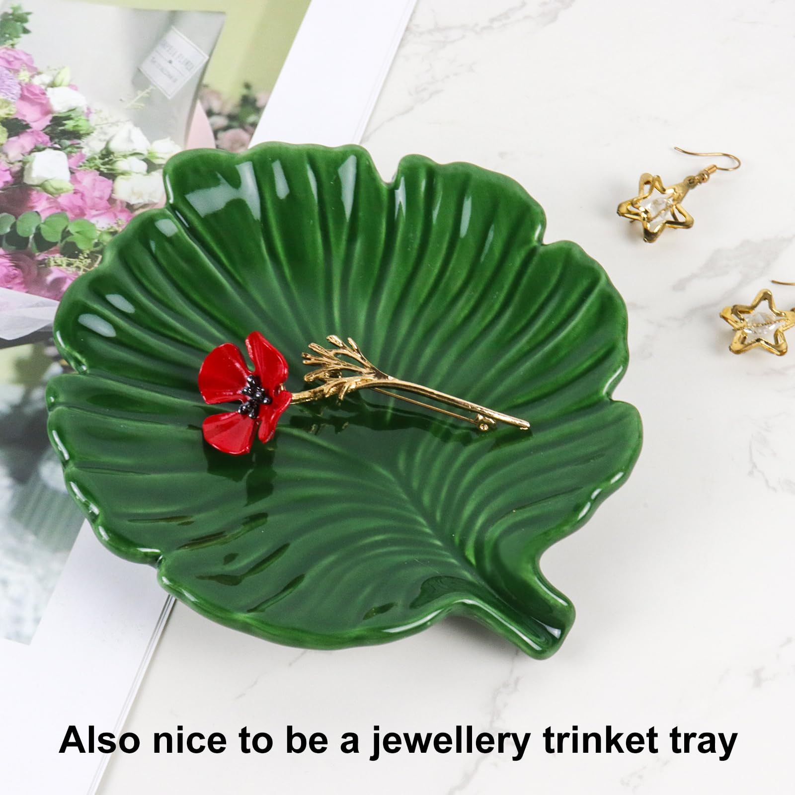 Elegancka mydelniczka łazienkowa, ceramiczna mydelniczka w stylu liści palmowych, konstrukcja samoodpływowa i używana do przechowywania różnych małych akcesoriów łazienkowych i kuchennych