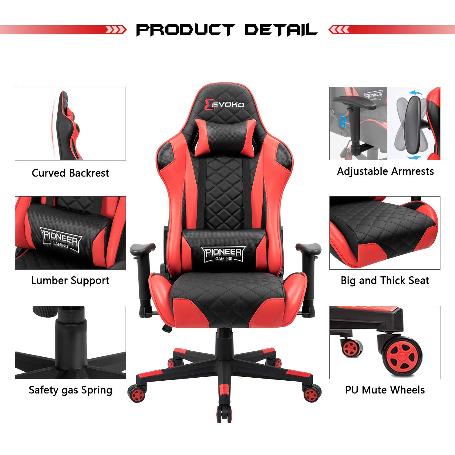 Devoko Gaming Chair Racing Style High Back Computer Chair with