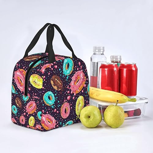 Miniatura 8 de VOOHDDY Donut Splash - Bolsa de almuerzo con aislamiento de alimentos para hombres y mujeres, reutilizable, impermeable, portátil, enfriador, bolsa