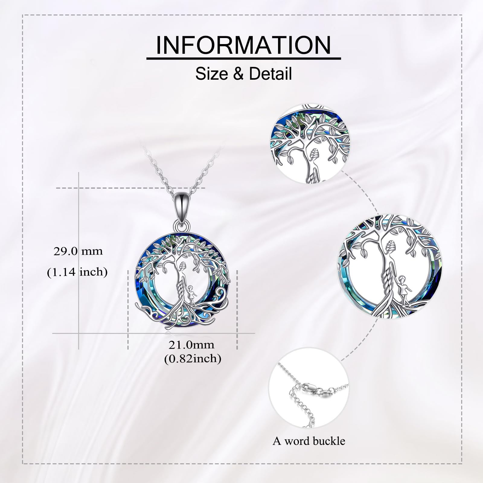 ONEFINITY Madre Collana in argento Sterling 925 con albero della vita, madre e figlia, collana per la festa della mamma, gioielli per la mamma, Cristallo