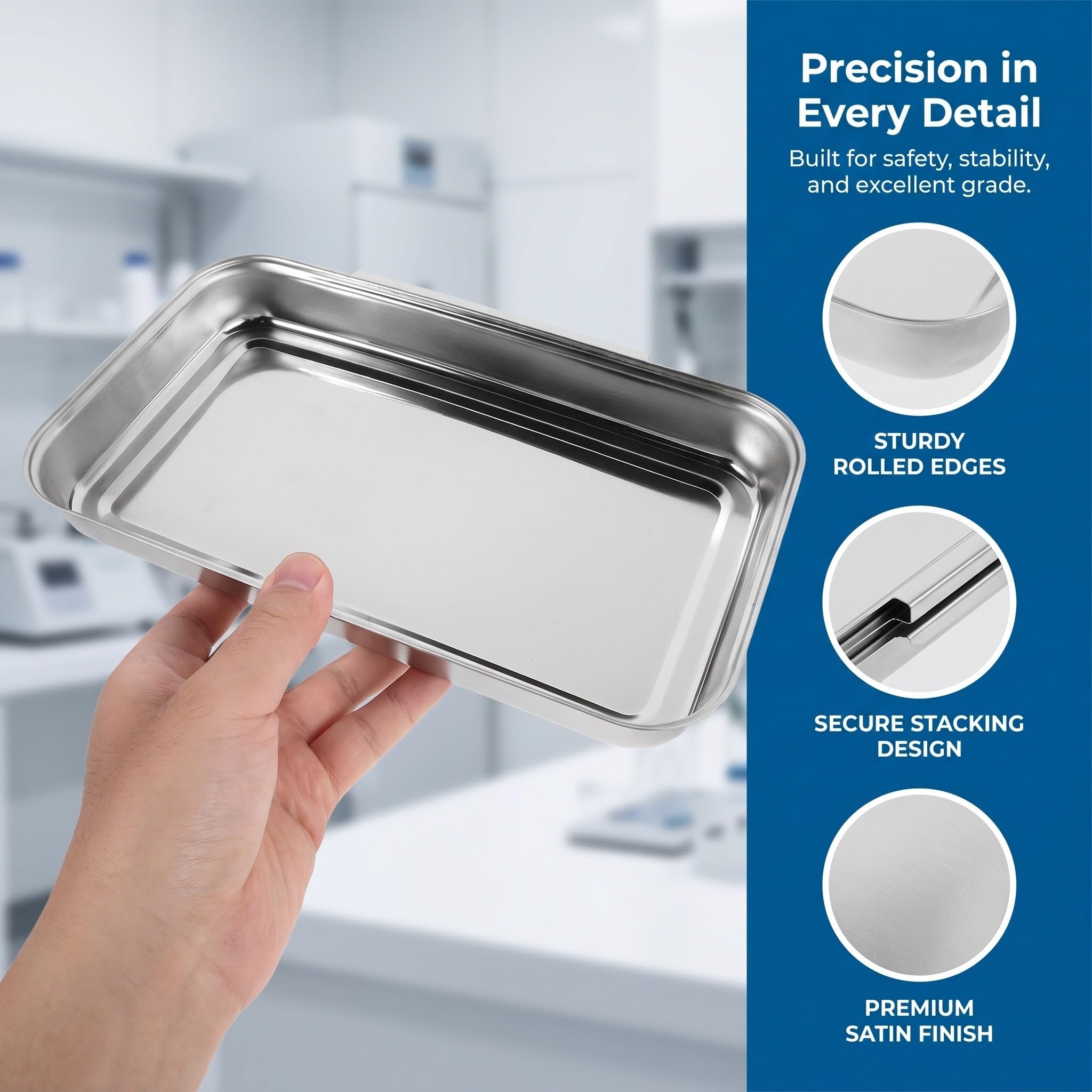 INOOMP Lot de 3 plateaux à paner en acier inoxydable, bacs de préparation