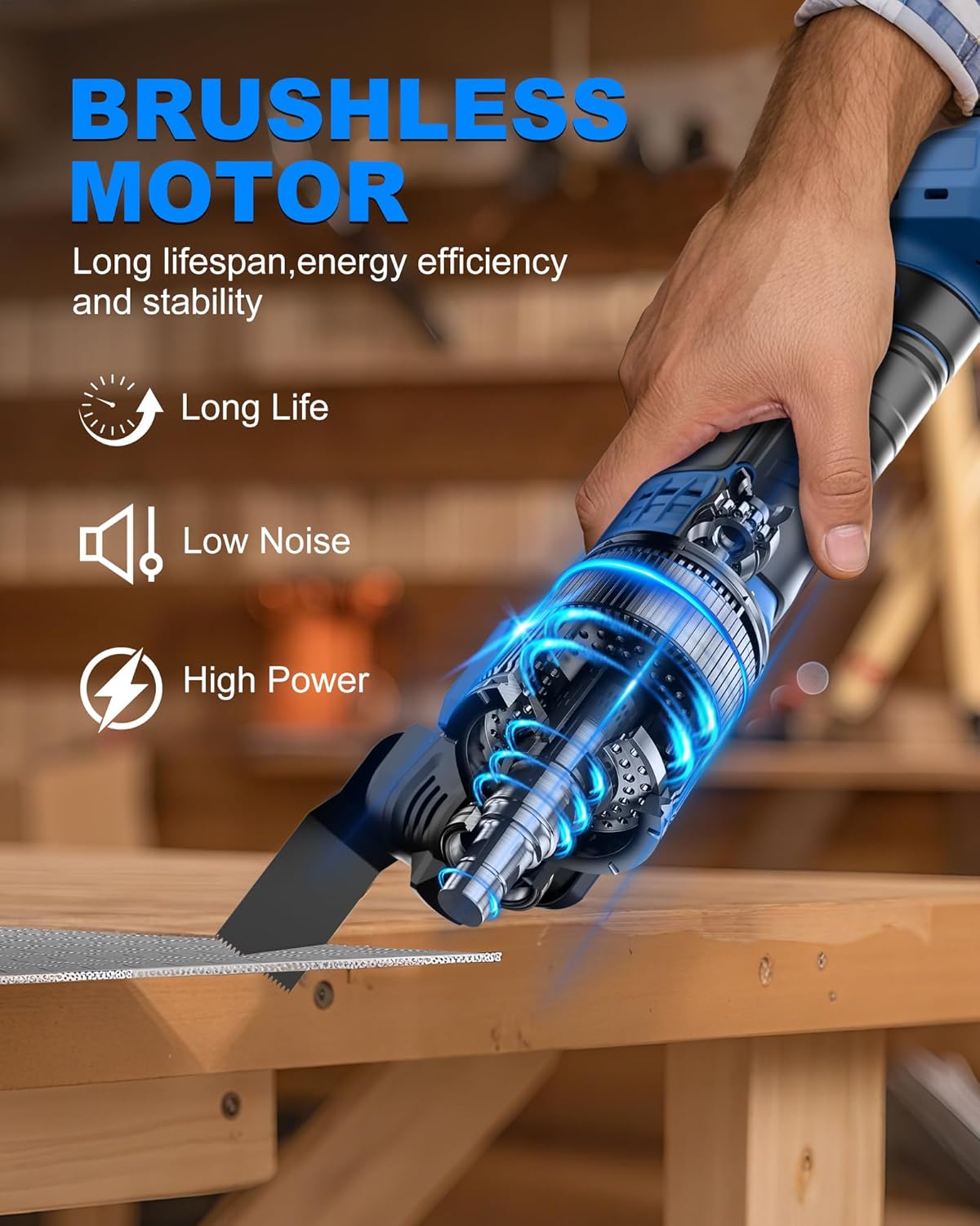 LUXTER 20V Cordless Brushless Oscillating Tool Kit 6 Variable Speed 3.5°Oscillating Angle Battery Powered Oscillating Multi-Tool with Quick-Lock Change System for Cutting Wood Remove Grout & Sanding