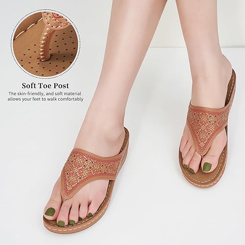 Miniatura 4 de Ecetana Sandalias elegantes para mujer cómodas sandalias de verano antideslizantes con plataforma de diamantes de imitación, sandalias casuales de