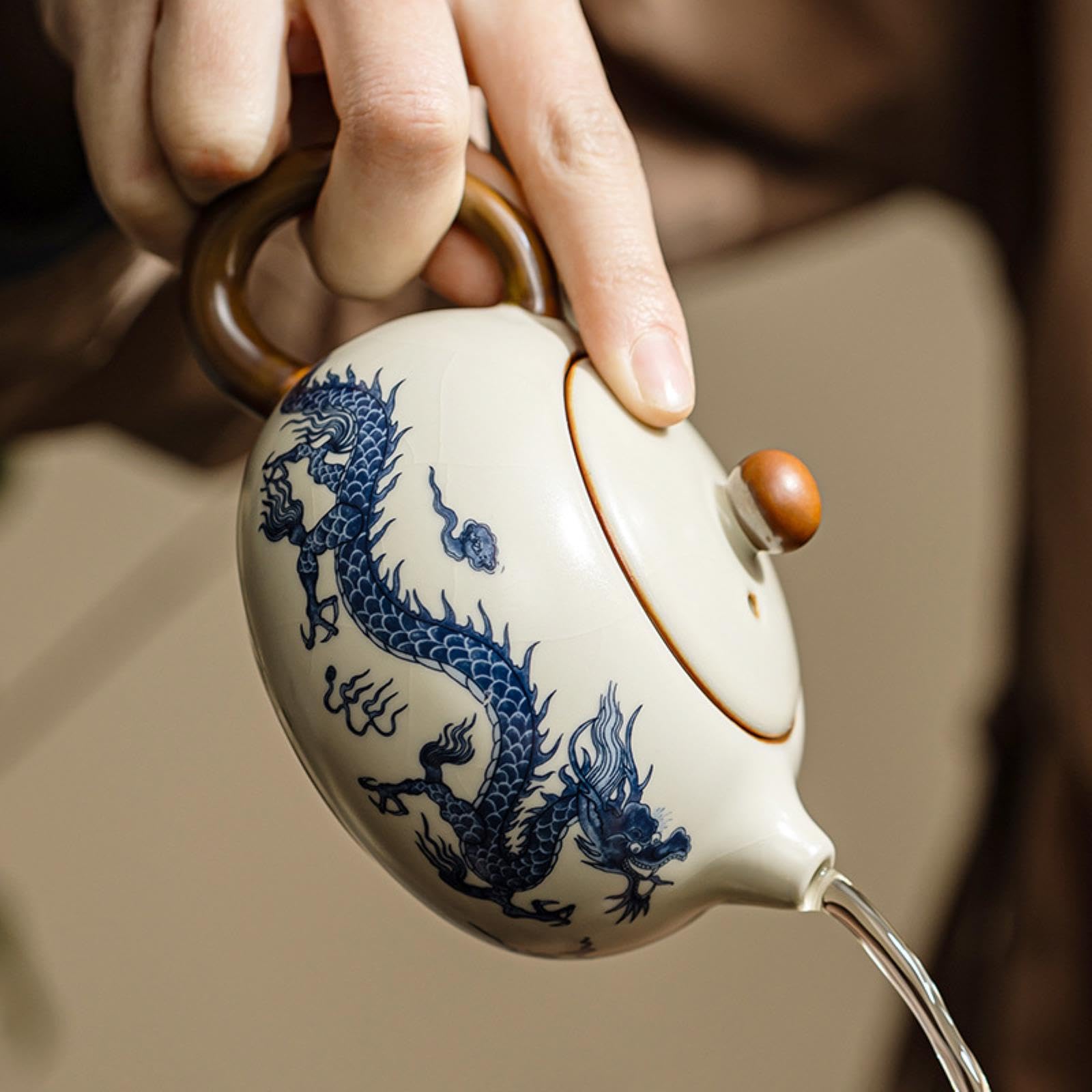 Amazon.com | 215ml/7oz Ru Kiln Blue And White Dragon Patterned