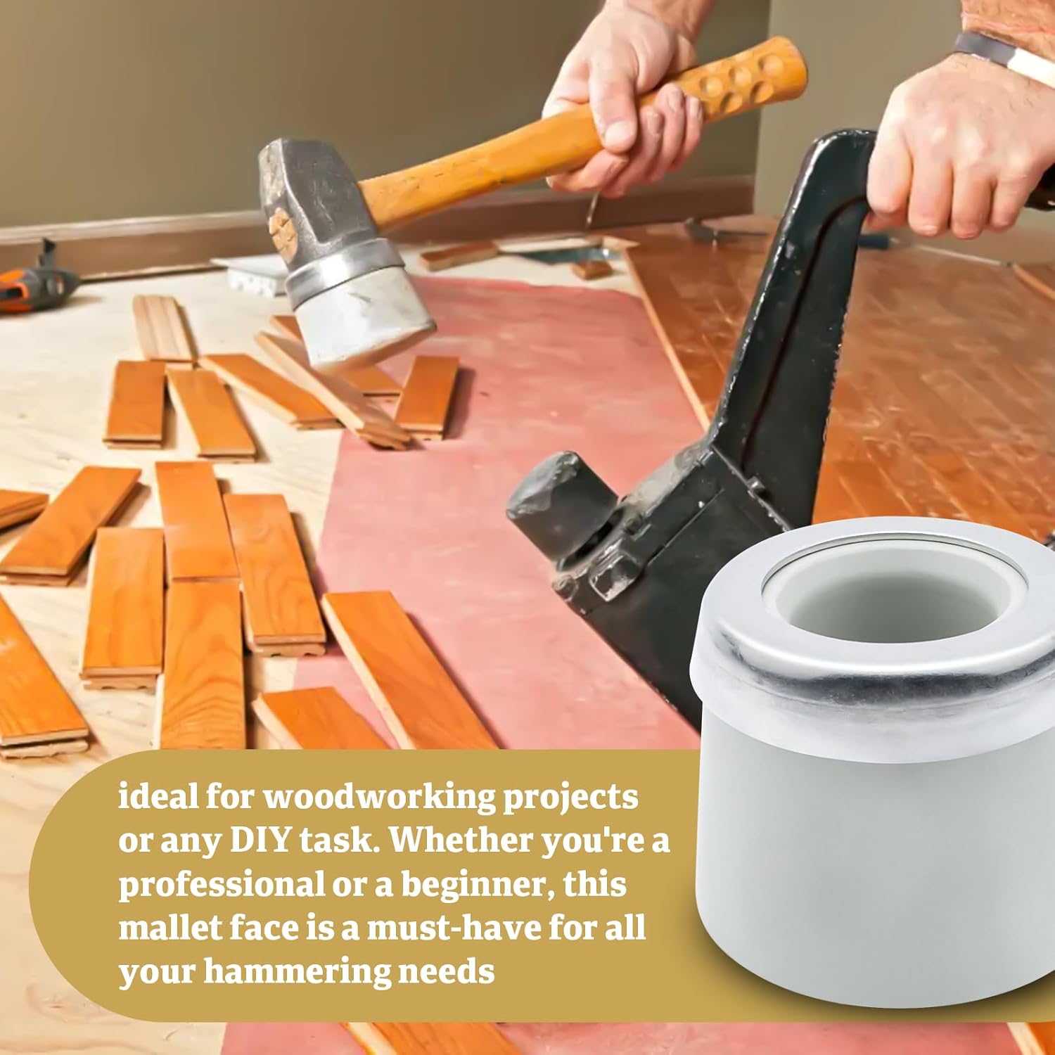 Replacement HDWD Mallet Face HFMF-SW Compatible with Bostitch Flooring Mallet Hammer - Durable Non-Marring Dead Blow Hammer Cover Tool for Carpentry, Finish Work Woodworking (Qty 2)