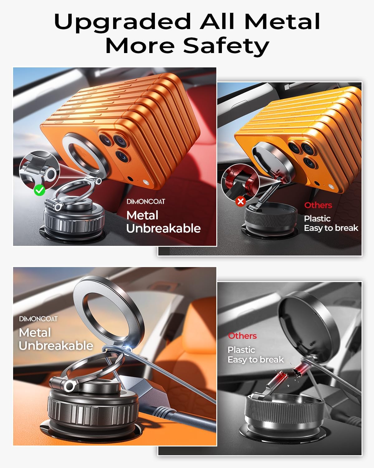 Magnetic Phone Holder for Car 2026 Heavy Duty Model [All Metal] 360° Adjustable Vacuum Suction Car Magsafe Phone Mount Cell Phone Holders for Your Car for iPhone 17 16 Pro Max 15 14 13 12 Plus