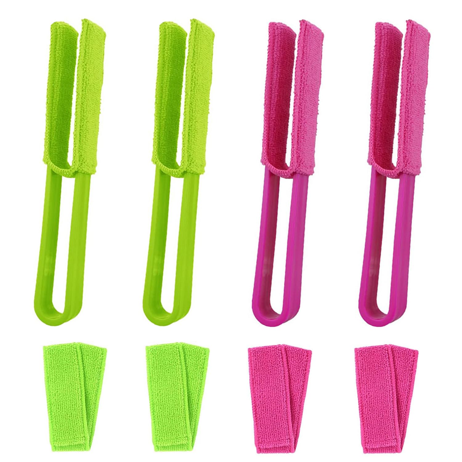 Oodjvn Green 4 Air-Conditioning Cleaners, 4 Replacement Cleaning Cloths, Car Air Outlet Cleaning Brushes, Gap Cleaning Dust Collectors, Removable And Washable Blinds Dust Removal Brushes.