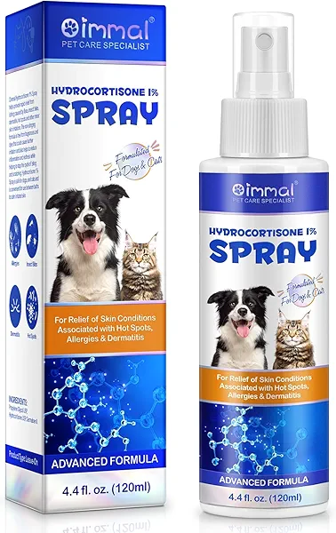 Hydrocortisone Spray for Dogs and Cats, Hot Spot Treatment & Itch Relief Spray for Dogs, Dog Hydrocortisone Sprays Soothes Irritated Dry Itchy Skin, Allergies & Dermatitis - Gentle and Safe, 120ml