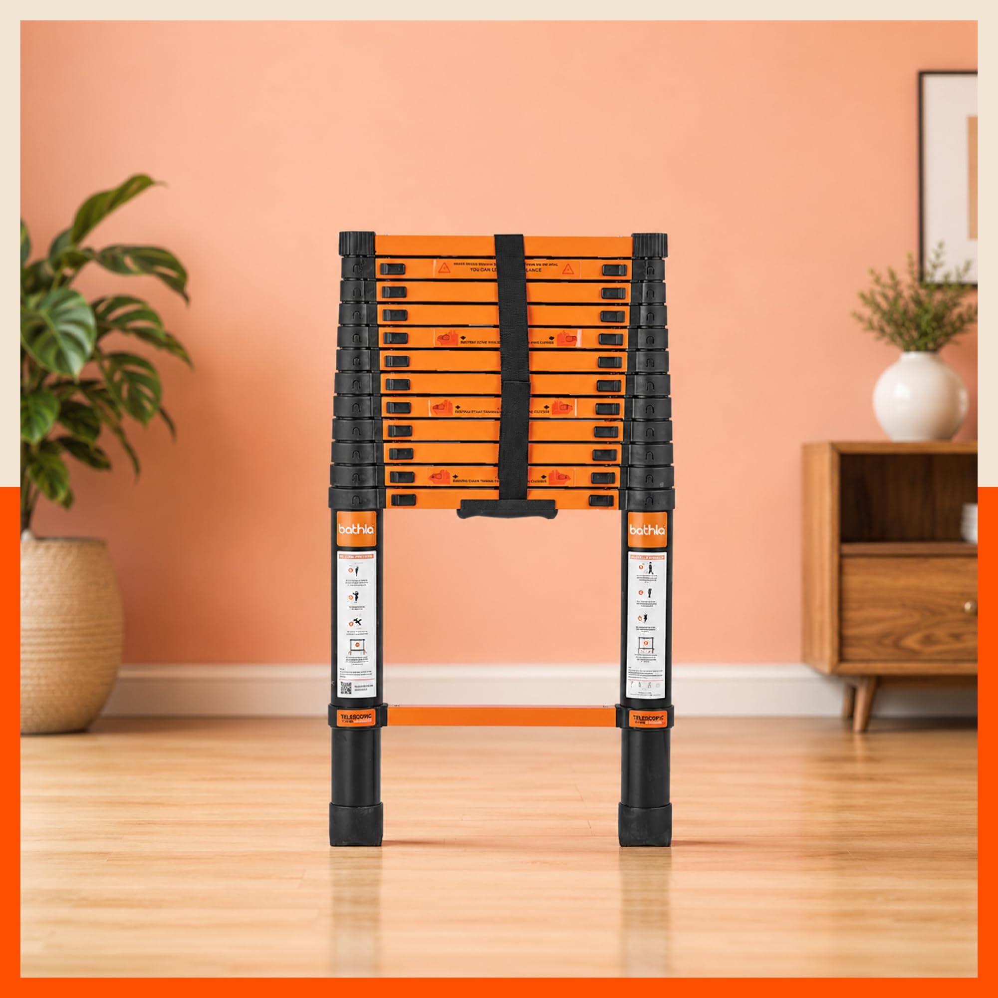 Bathla 12.5 ft Steel Telescopic Ladder | Portable & Compact | Foldable Multipurpose Step Ladder for Home & Outdoor use-image-39