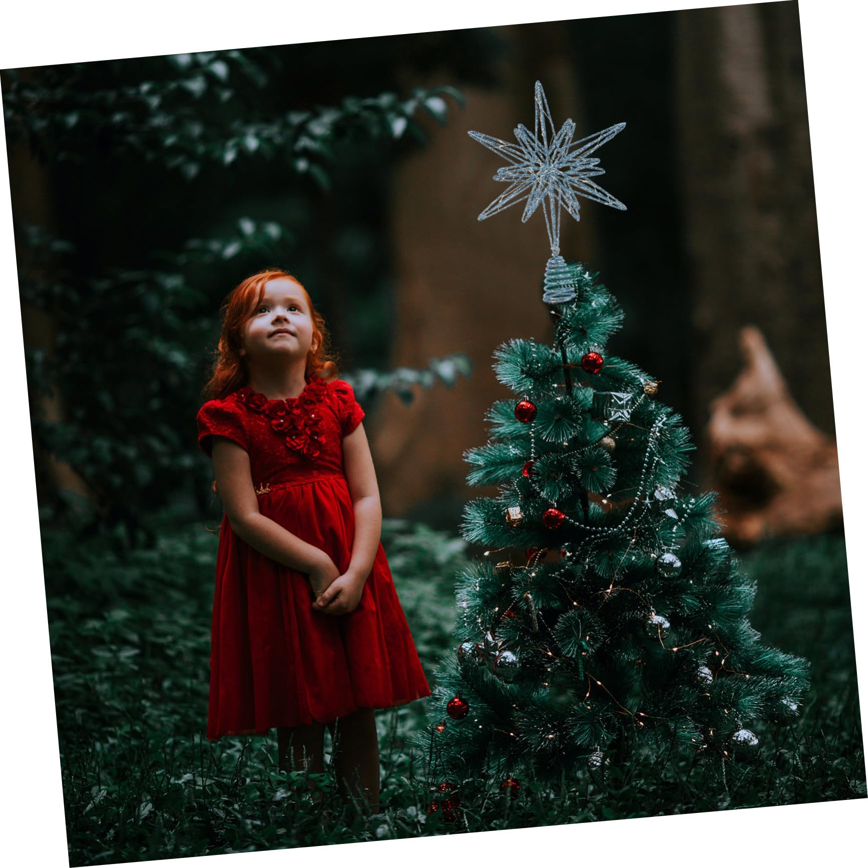 Cabilock Estrella del Árbol de Navidad con Luces LED Adornos Navideños Luminosos para Interiores Estrella Metálica Punta del Árbol para Decoración de Navidad el Hogar