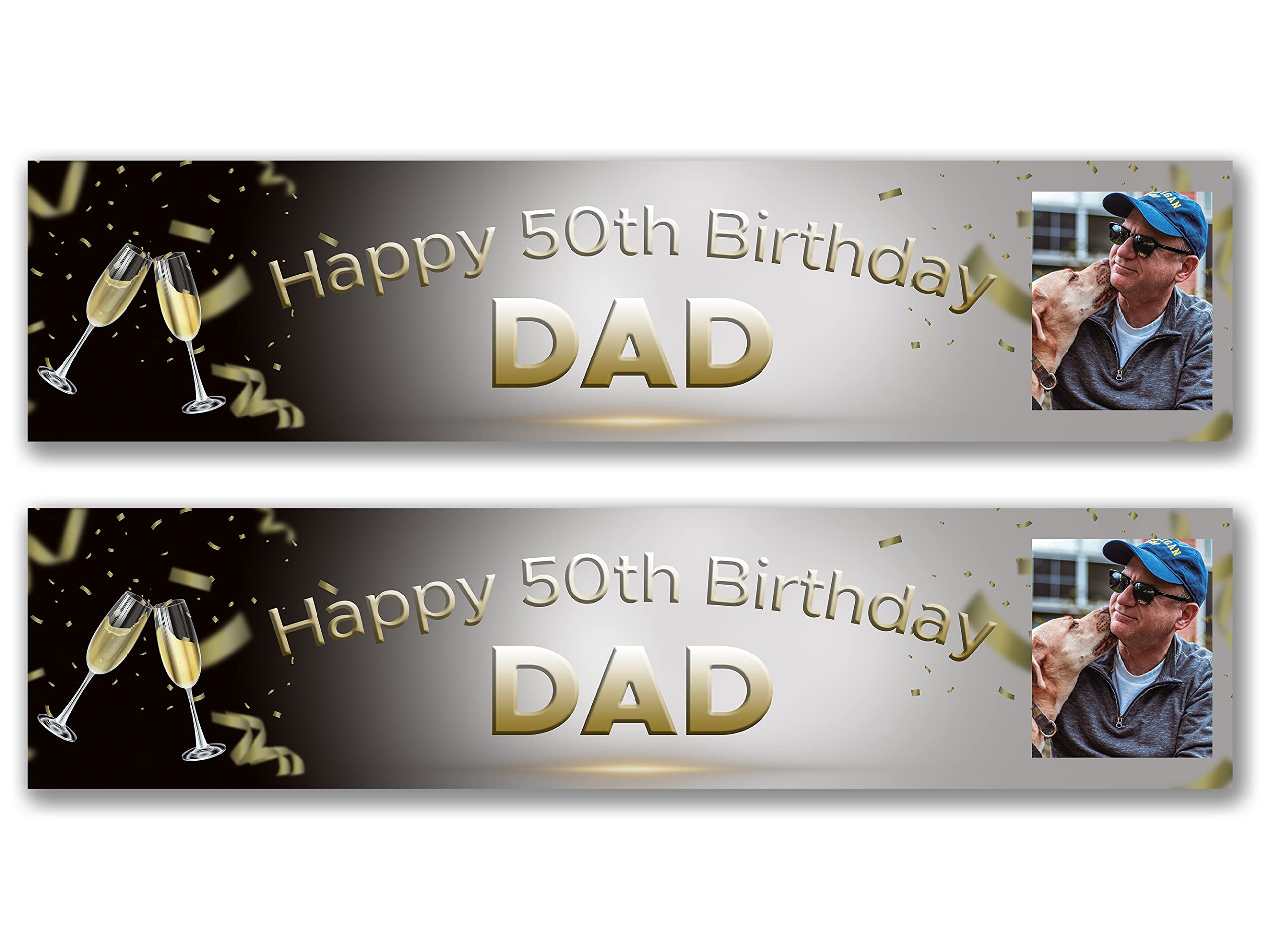 Forefrontdesigns 2 x Personalised Birthday Banner – Custom Party Banner for Birthday Parties | Anniversary | Engagement – Customisable Banners | Custom Signs (900mm x 210mm)