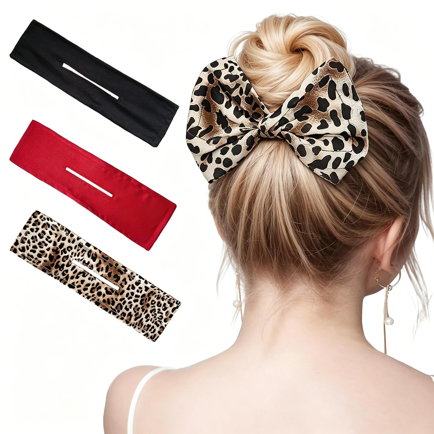 3 Pieces Deft Hair Bun Maker for Twister - Lazy Hair Curler Deft Bun Fashionable Colors Bow Maker, Cute French Twist Easy Bun Hair (3 PCS (Black, Navy, Khaki))
