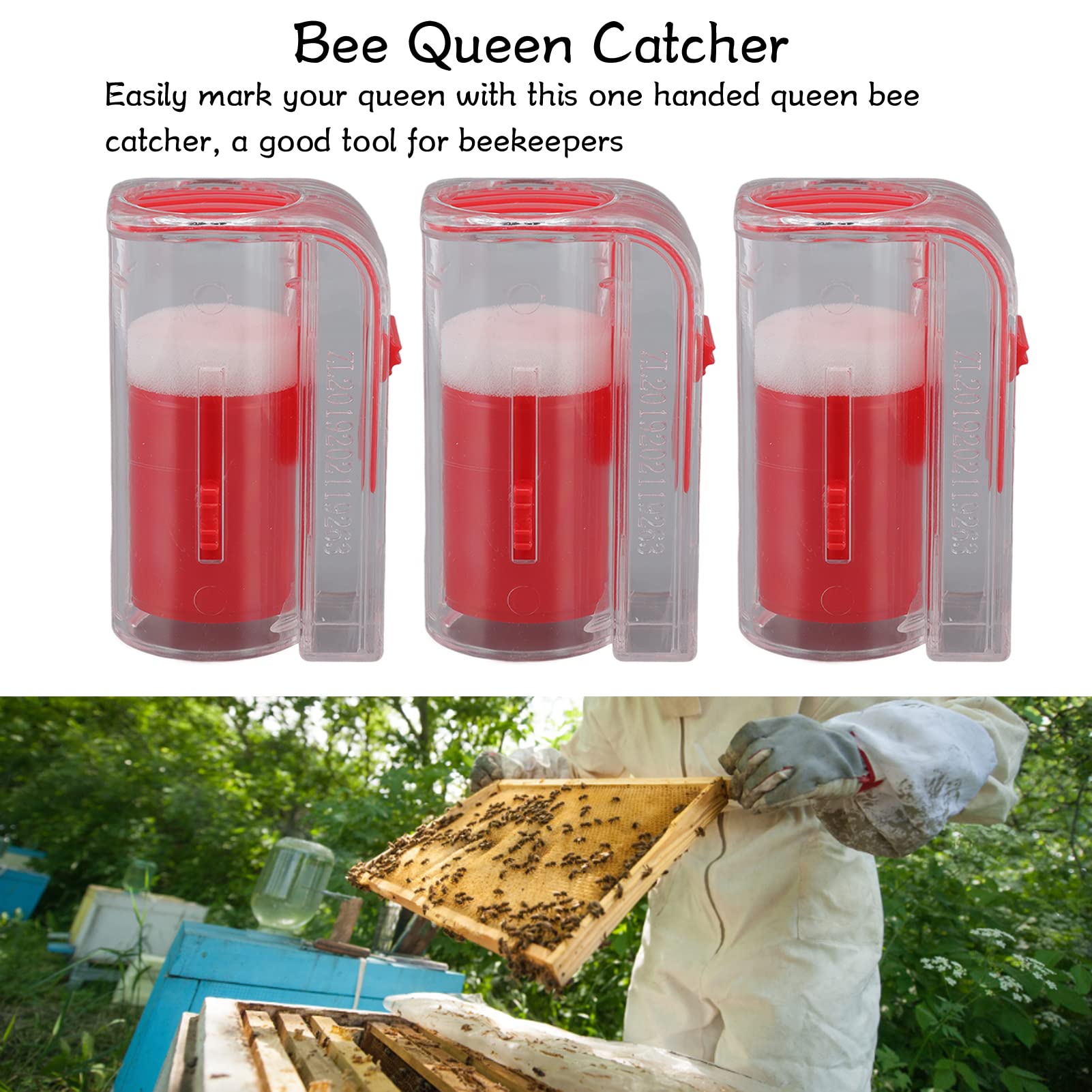 Kit de Marquage de la Reine Cage de Marquage de la Reine des Abeilles en Plastique Catcher Bouteille de Marqueur de Marquage de la Reine Bouteille de Marqueur de la Reine des Abeilles à une(rouge)