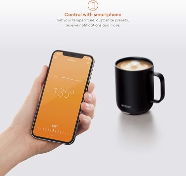 Ember Temperature Control Smart Mug, 10 oz, 1-hr Battery Life, Black - App Controlled Heated Coffee Mug