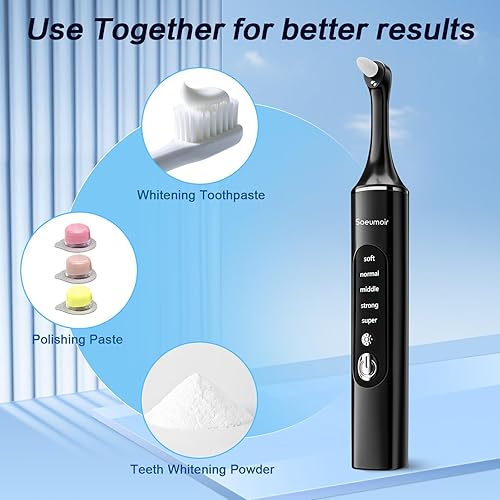 Miniatura 3 de Pulidor de dientes, kit de blanqueamiento dental recargable para limpieza y blanqueamiento de dientes, con 8 cabezales de cepillo, luz LED, 5 modos