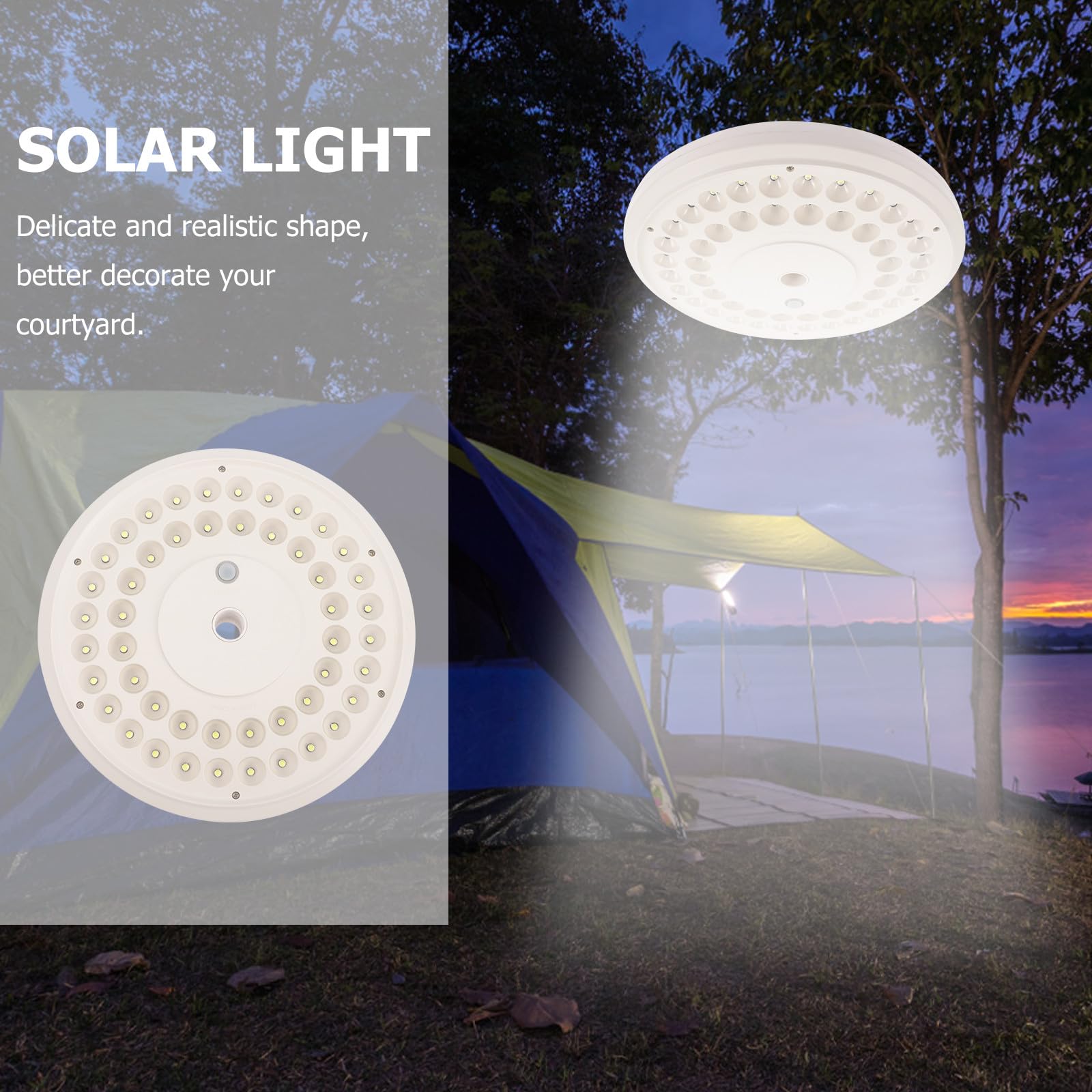 Solar Fahnenmastleuchte mit 48 Leds, 3, 7v 2500mah Akku, Weiß | Ip55, Abs Gehäuse, Nachtbeleuchtung bei Stromausfall, 48x6mm, für Flaggenanzeige im Freien
