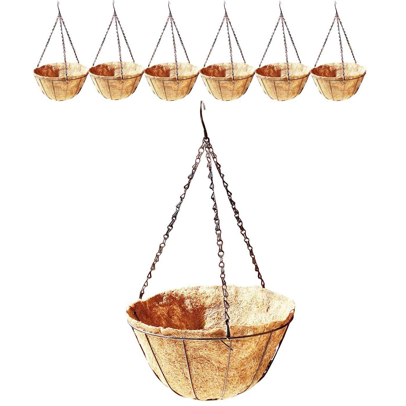 Acan Macetero de Coco con Colgante de Metal 30 cm Pack de 6