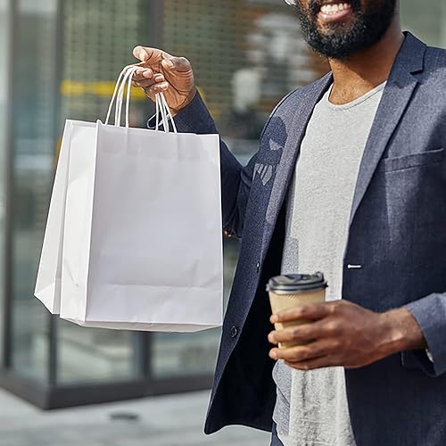 Miniatura 2 de Bolsas de papel con asas a granel. Para bolsas de regalo, bolsas de boda, bolsas de fiesta, bolsas de compras, bolsas de kraft, bolsas blancas al