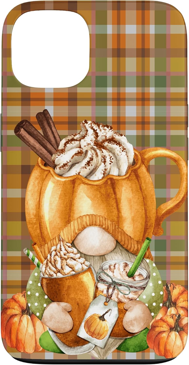 Thanksgiving Autumn Gnome Buffalo Plaid Love Pumpkin Spice Case for iPhone 13