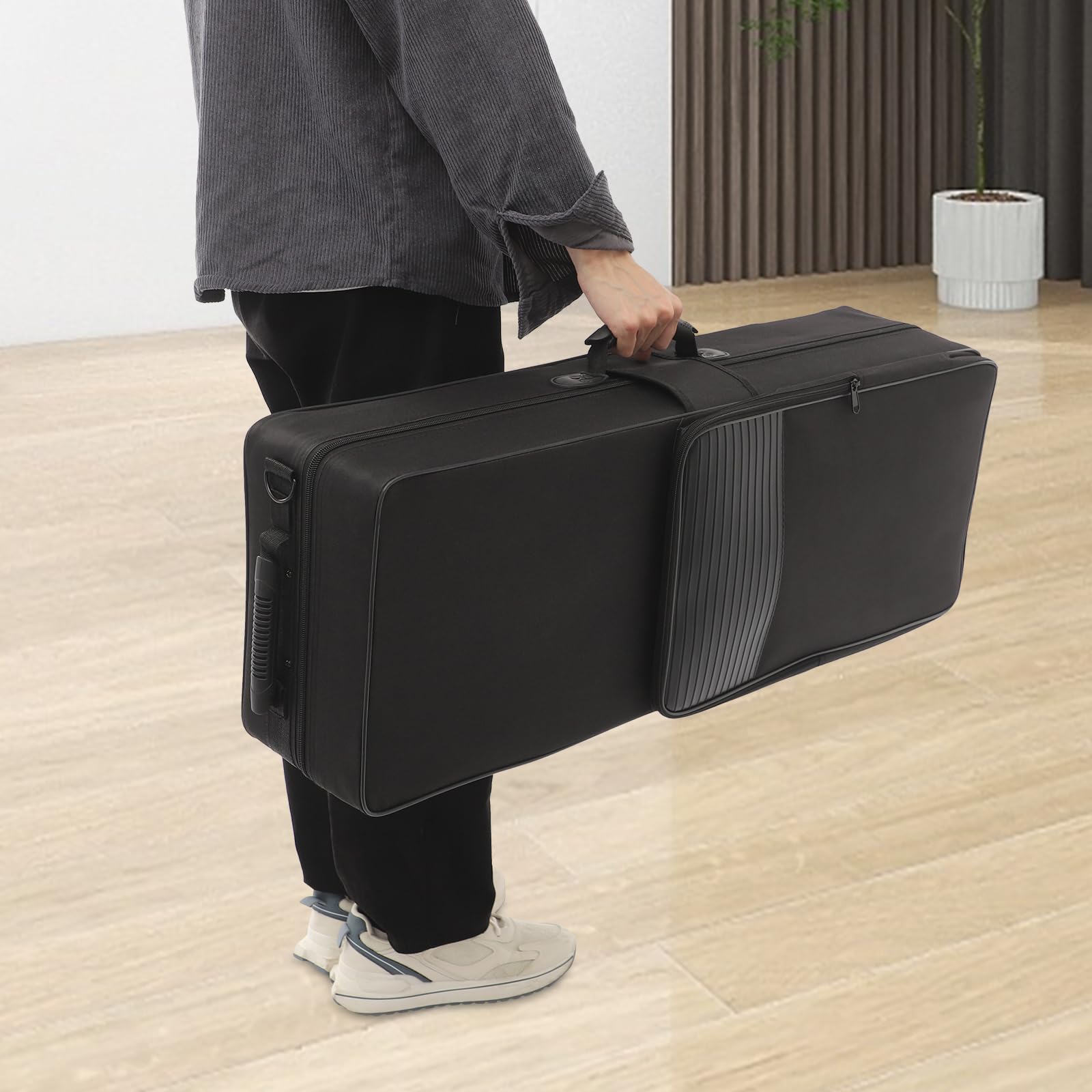 Étui Saxophone Ténor en Toile Nylon, Housse de Transport avec Mousse Antichoc, Bandoulière, Poignée et Bretelles Sac à Dos, 31×21×82 cm, Pour Pratique, Concerts et Voyages