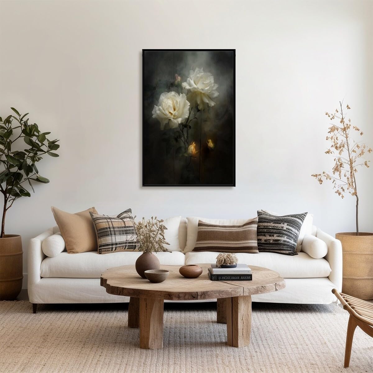 Amazon.com: Vintage White Rose Canvas Wall Art Poster Romantic