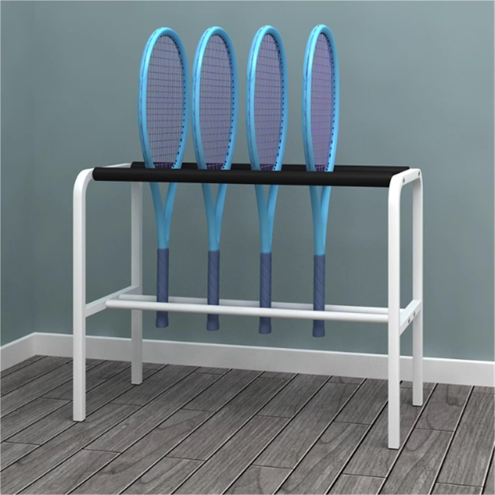 Organizador de metal para tenis: expositor de raquetas resistente y de alta durabilidad
