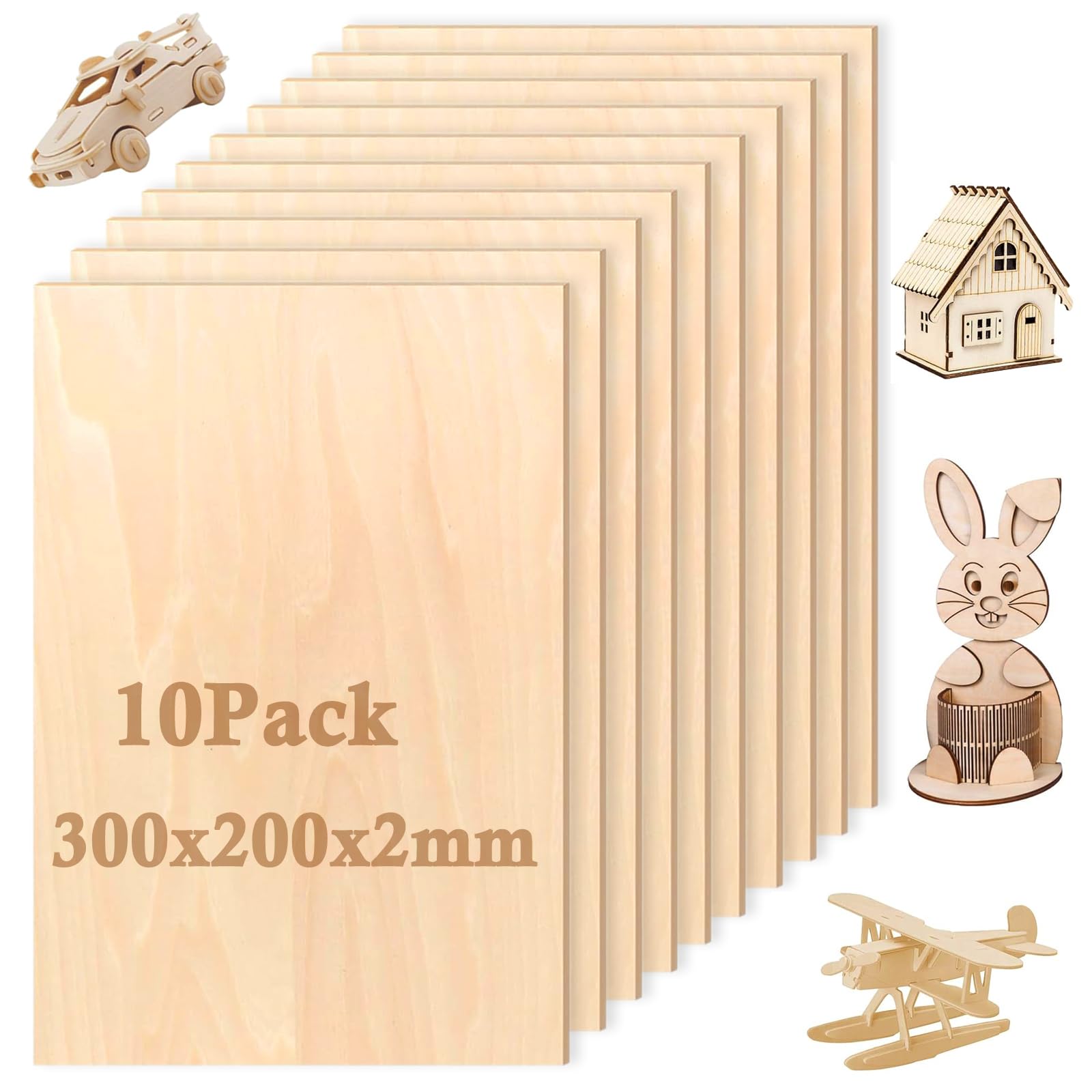 6 Fogli Di Legno Balsa 300x200x1,5 Mm - Tiglio Per Modellismo, Fai Da Te E Artigianato