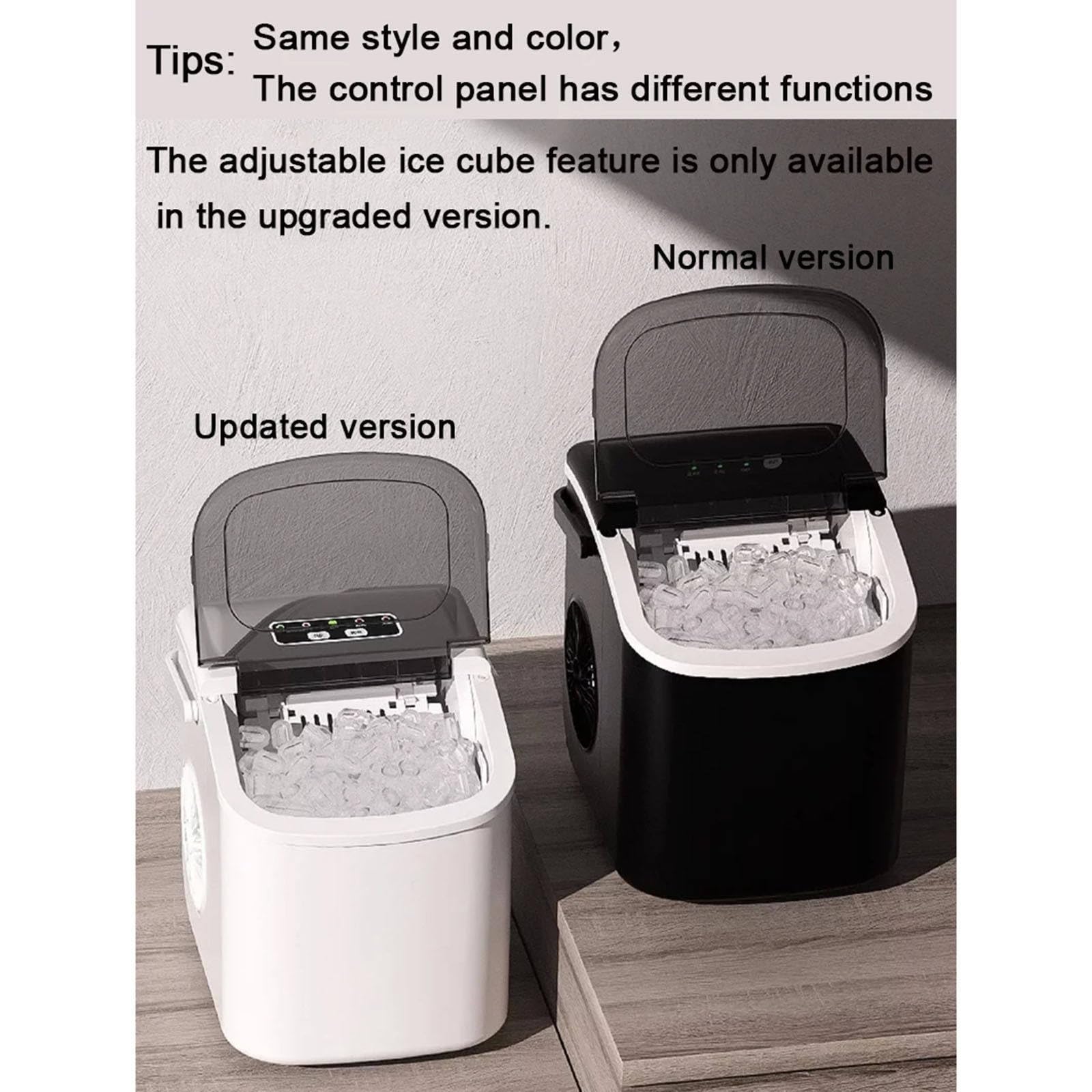 Generico Macchina per Il Ghiaccio da banco, Design Portatile, 9 cubetti di Ghiaccio in 6 Minuti, Produzione giornaliera di 15 kg, autopulente, Ideale per casa, Cucina, Ufficio, Bar (Nero)