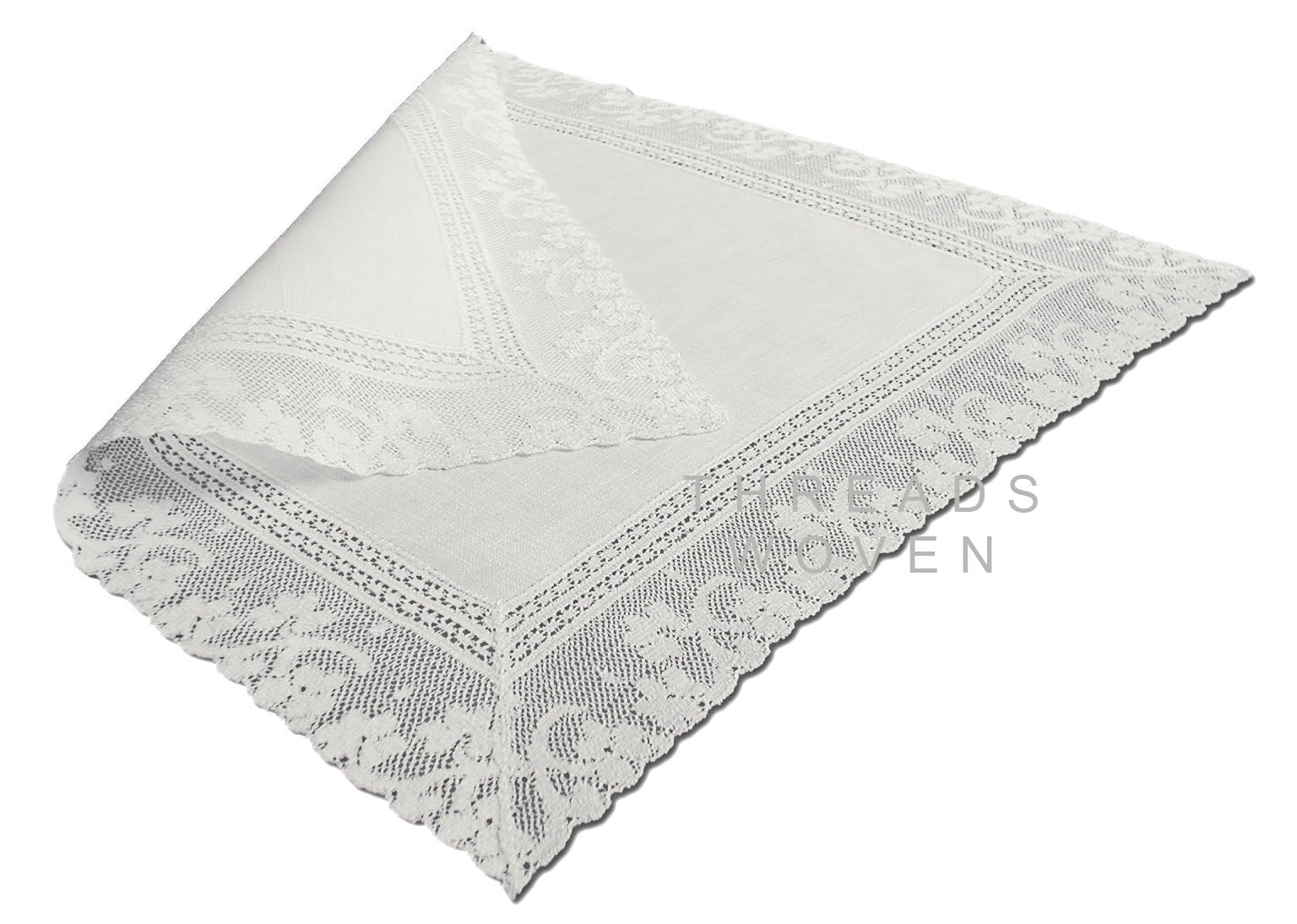 Shamrock Lace Ivory Irish Linen Handkerchief | Ladies Accessory - Ivory