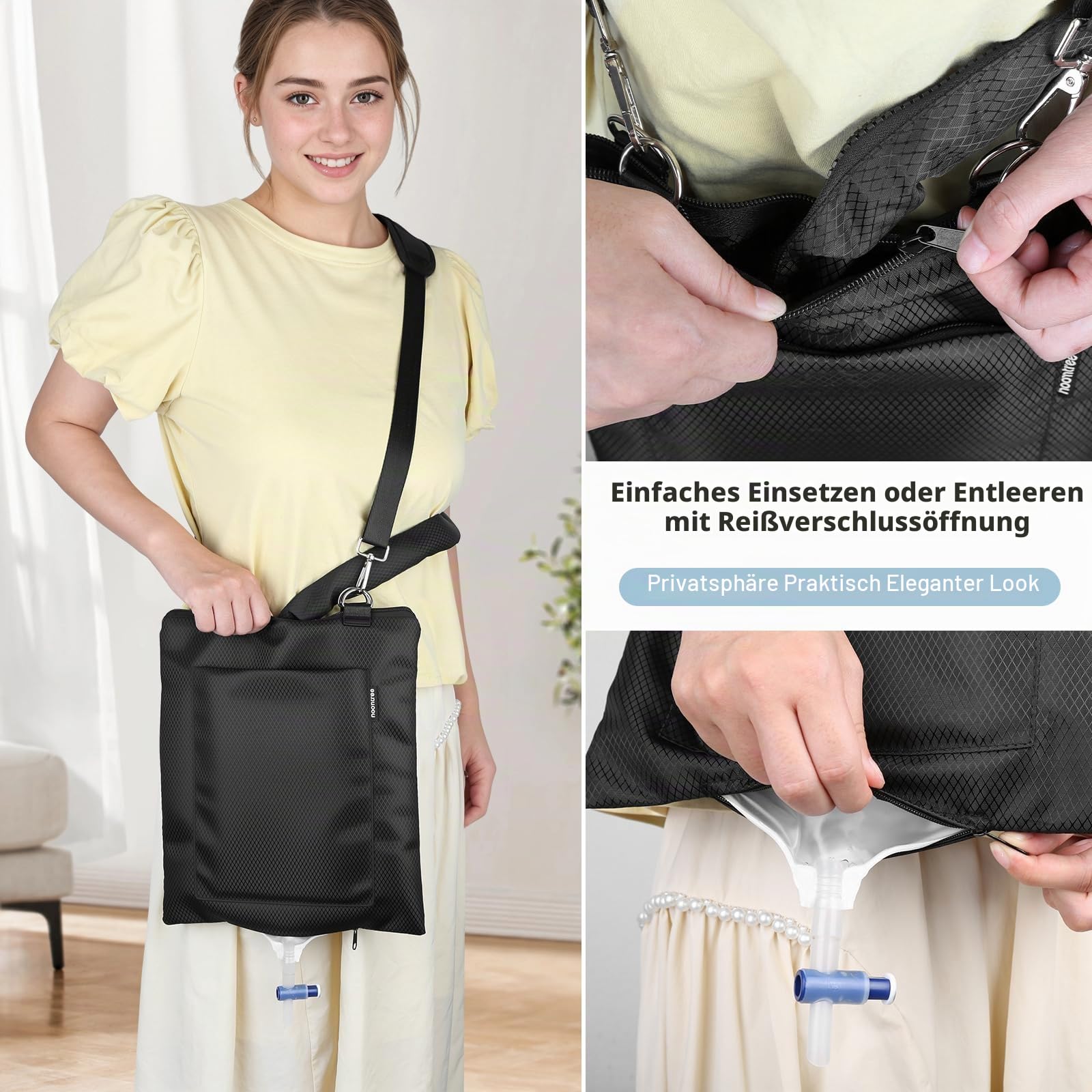 Katheterbeutelhalter, Urinabwässerungsbeutelhalter mit Abflussrohrabdeckung, für Urostomie Foley-Katheter-benutzer, wasserfeste und maschinenwaschbar
