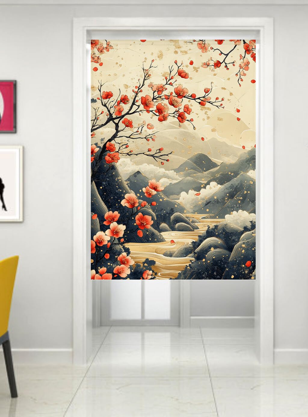 ChangTsing Japanischer Stil dick Leinen Noren Lang Vorhänge Japanischer Türvorhang Gardinen Noren Lang Vorhänge Traditioneller Chinesischer Stil Vorhang für die Heimtextilien Raumteiler 85 x 150 cm